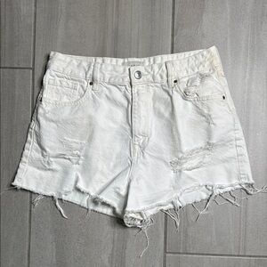 PacSun White High Waist Distressed Shorts
